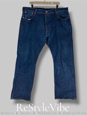 LEVI’S Men Size 42x30 Denim Jeans 501 Original Button Fly Straight Style Red Tab
